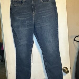 Distressed Jeans Dark Wash Denim Pants Ripped Pockets Casual Size 16
